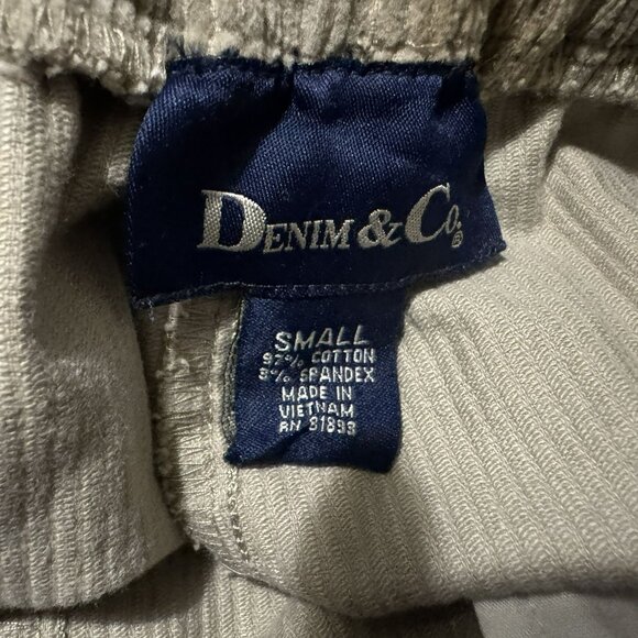 Denim & Co Tan Cotton Corduroy Straight Leg Pants Pull-On Elastic Waist Sz S NEW - Picture 4 of 5